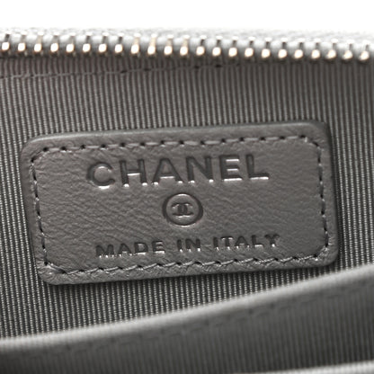 Chanel Glittered Metallic Caviar Quilted Zip Coin Purse Wallet Silver 6 of 7
