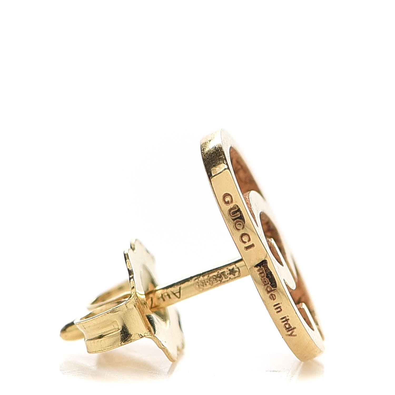 Gucci 18K Yellow Gold GG Tissue Stud Earrings 4 of 5