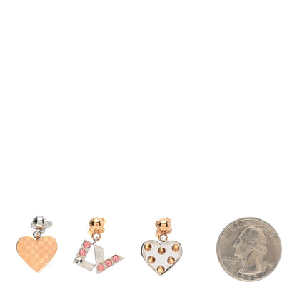 Louis Vuitton Swarovski Crystal Spiky Valentine Earrings Set of 3 Silver Gold 2 of 5