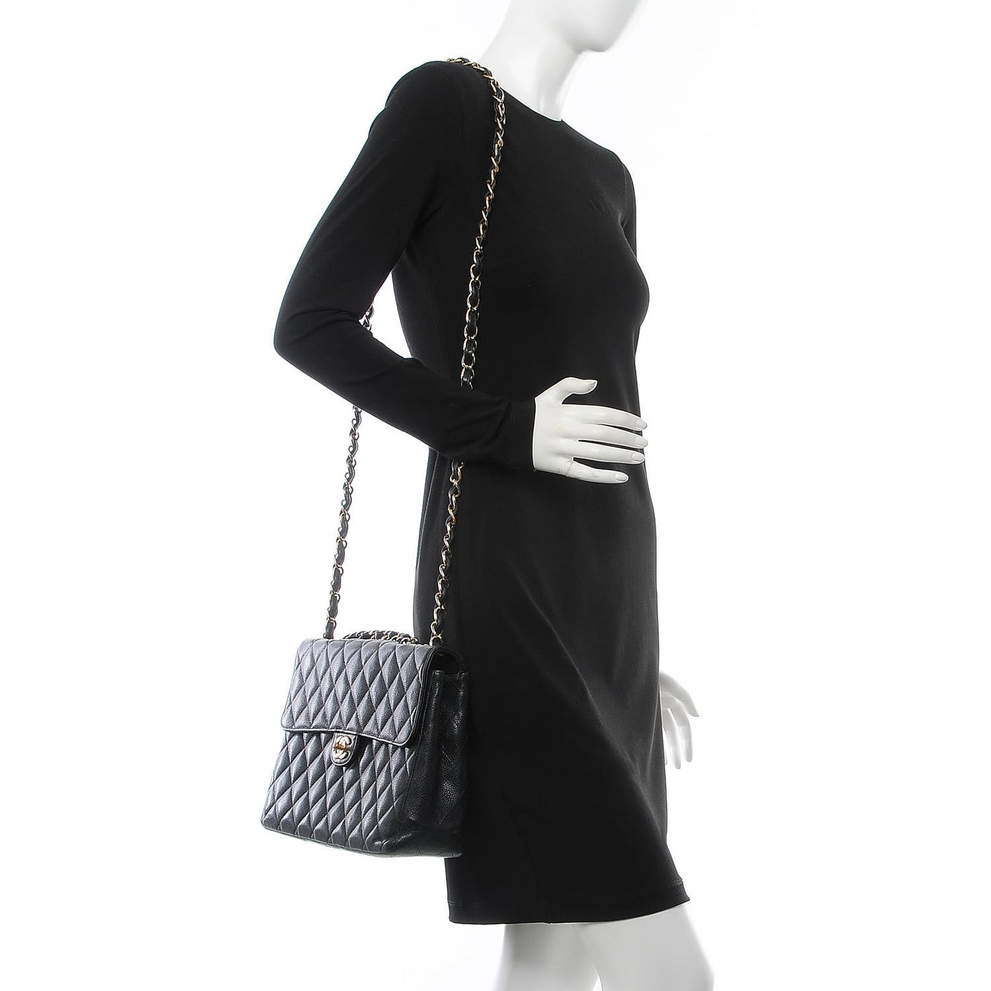 Caviar Quilted Jumbo Single Flap Black