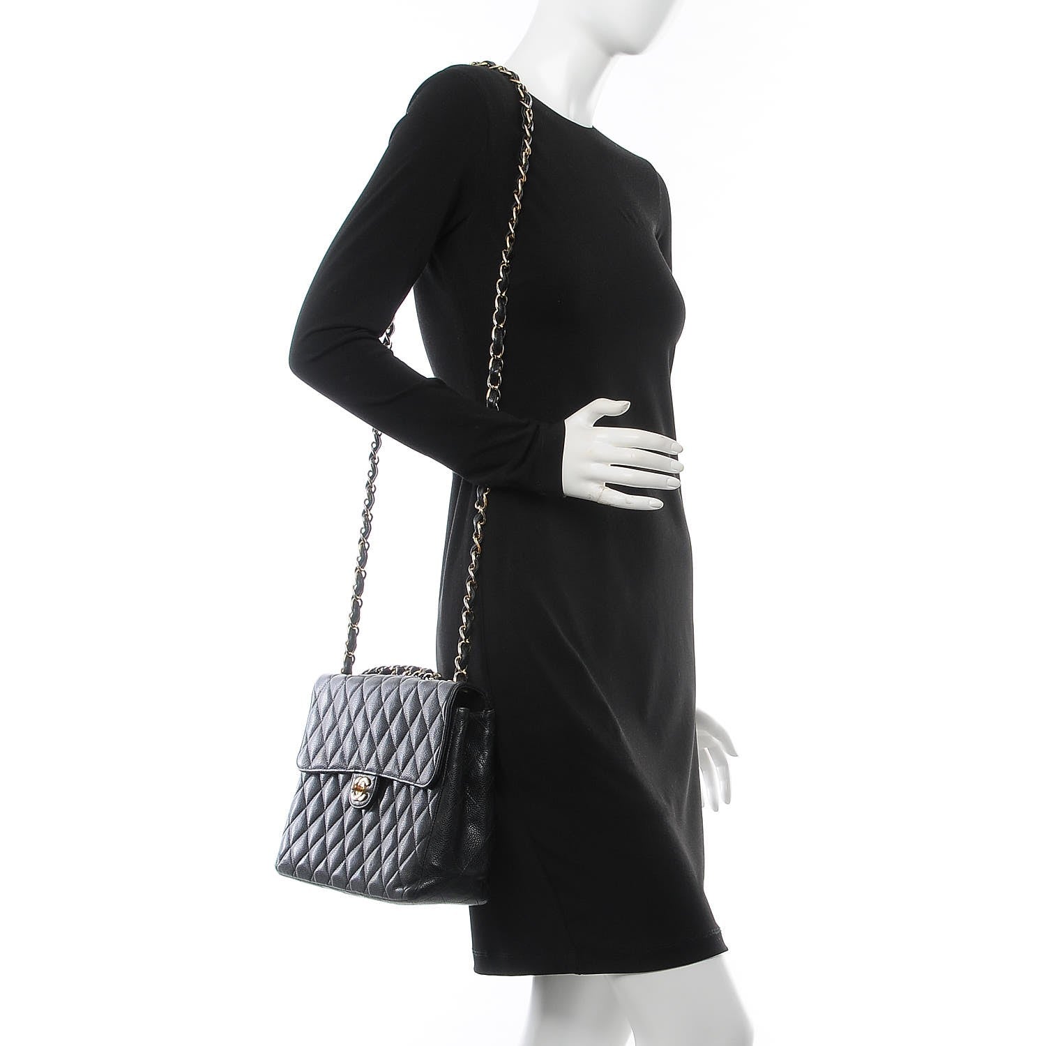 Chanel Caviar Quilted Jumbo Single Flap Black 4 of 20