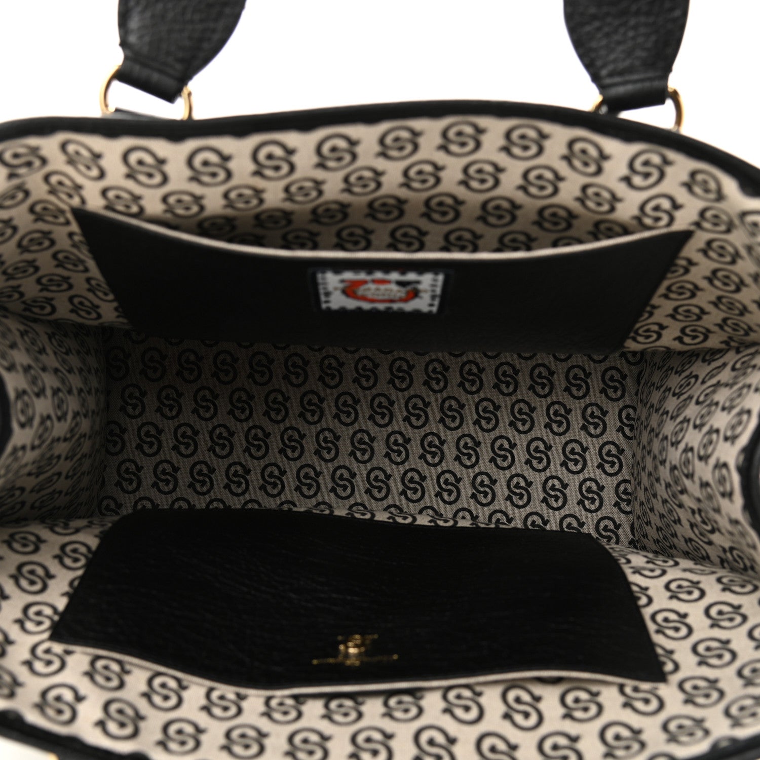 Salvatore Ferragamo Raffia Project Safari Iconic Tote Black Natural 4 of 9