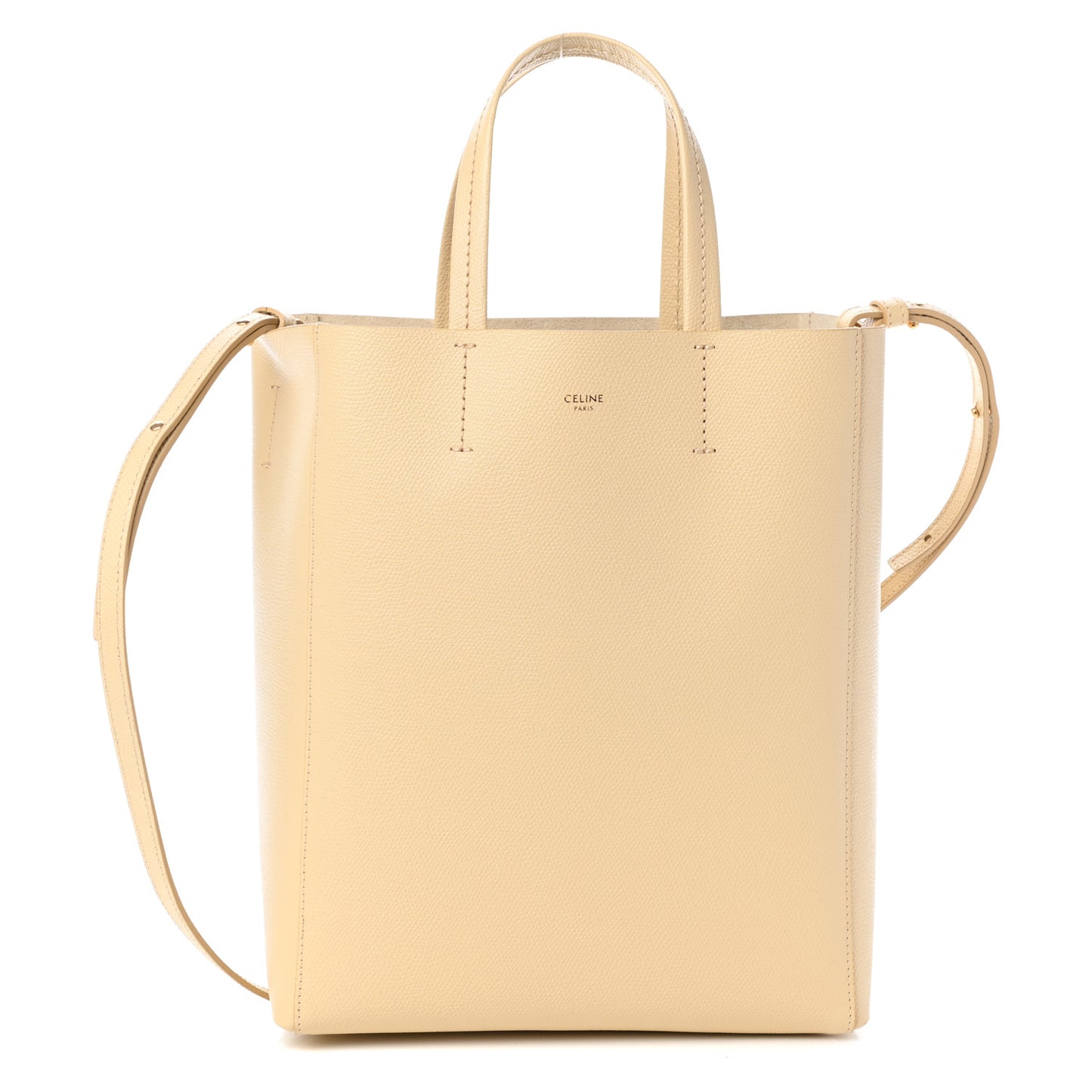 Grained Calfskin Small Vertical Cabas Sand