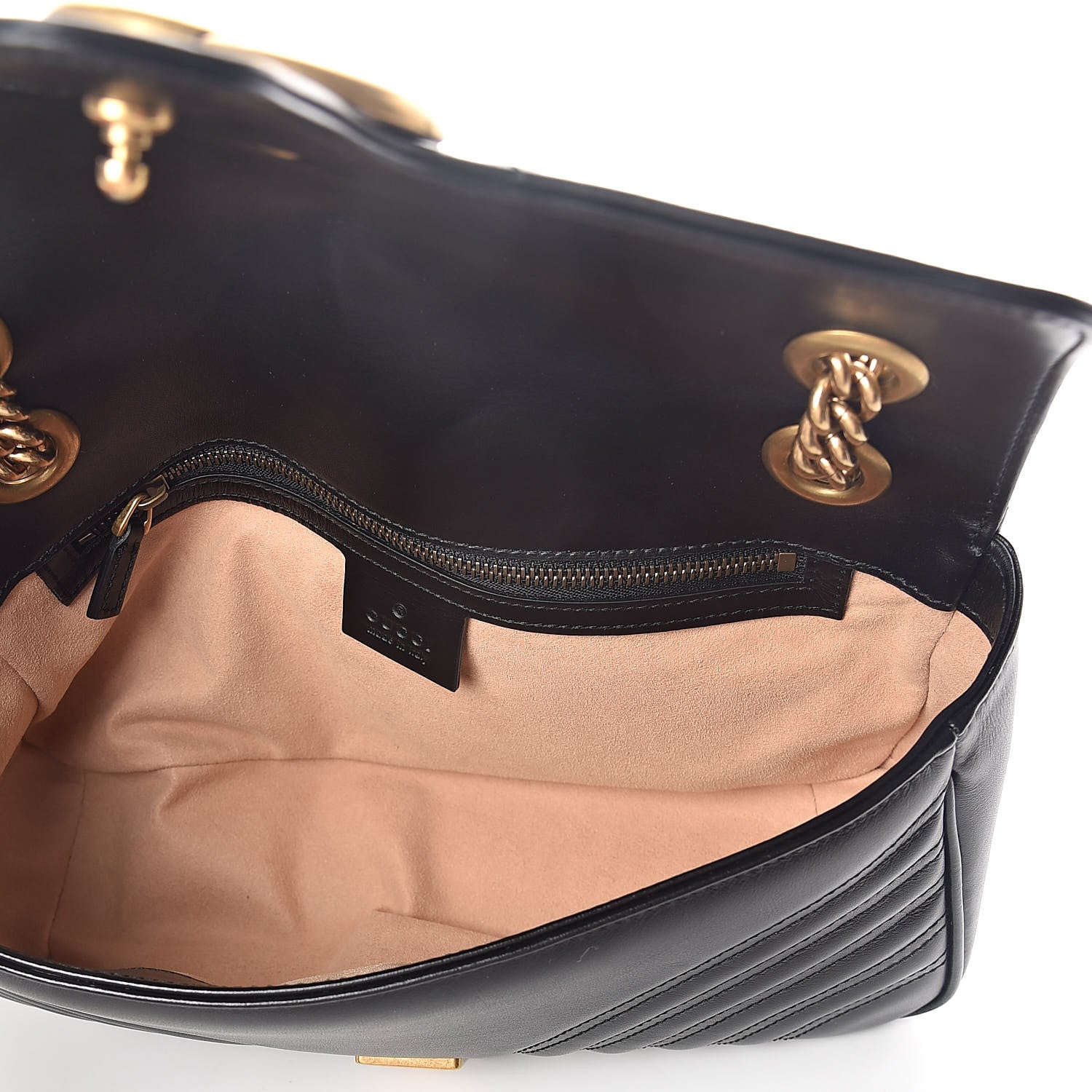 Gucci Calfskin Matelasse Small GG Marmont Shoulder Bag Black 5 of 9