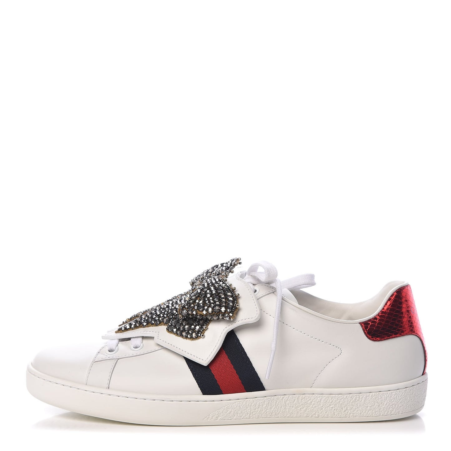 Calfskin Ayers Web Womens Ace Bow Lace Sneakers 40.5 White