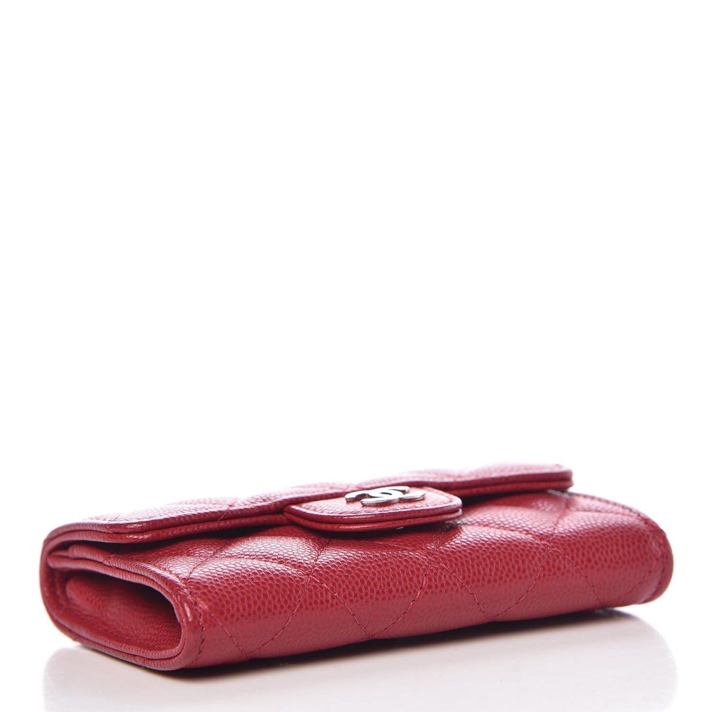 Caviar Quilted Flap Card Holder Pink