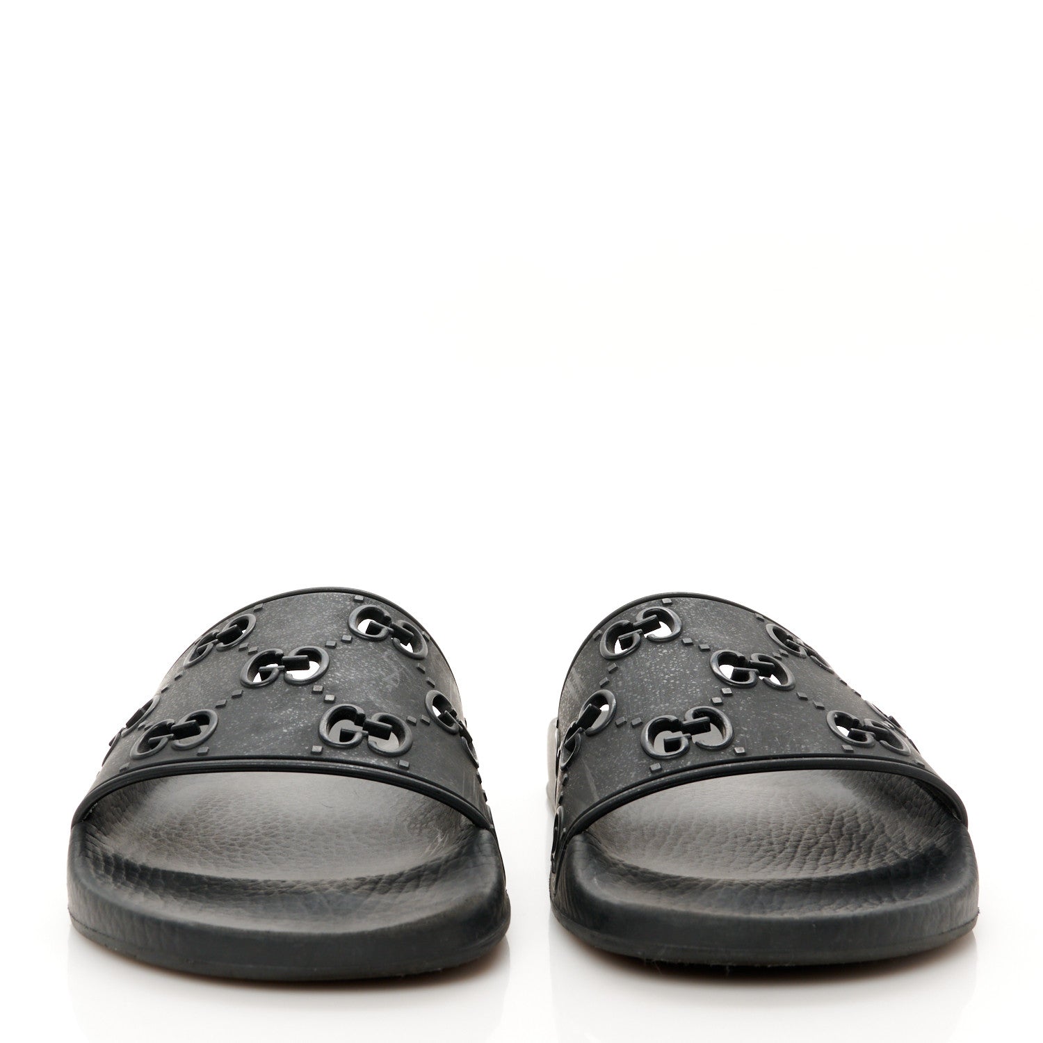 Gucci Rubber GG Monogram Perforated Womens Slide Sandals 40 Black 5 of 18