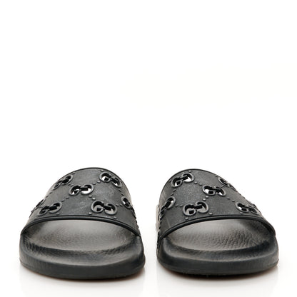 Gucci Rubber GG Monogram Perforated Womens Slide Sandals 40 Black 5 of 18