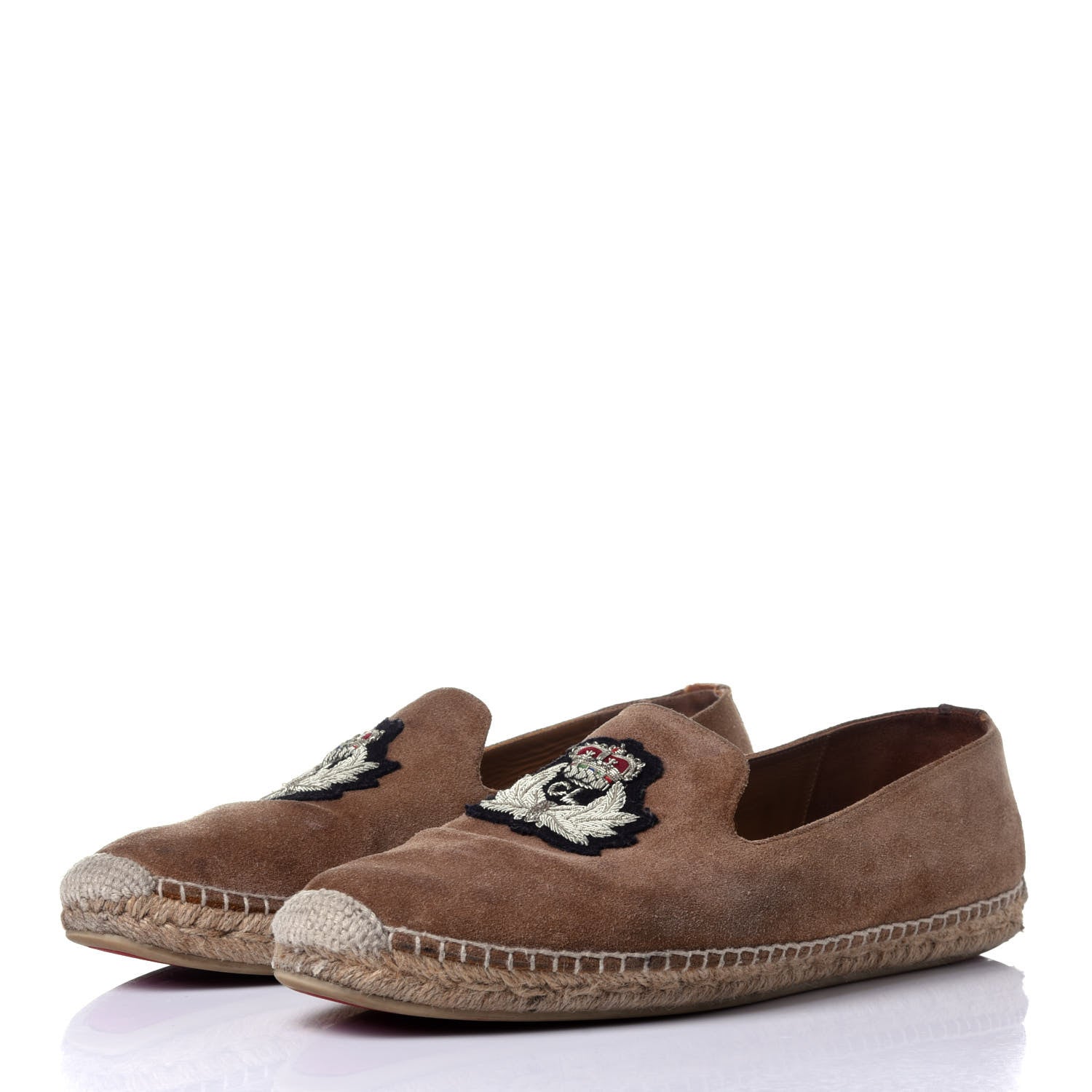 Christian Louboutin Calfskin Suede Mens Rivalion Flat Espadrilles 45 Brown 3 of 12
