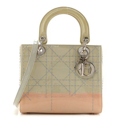 Christian Dior Patent Cannage Gradient Medium Lady Dior Blue Coral 1 of 14
