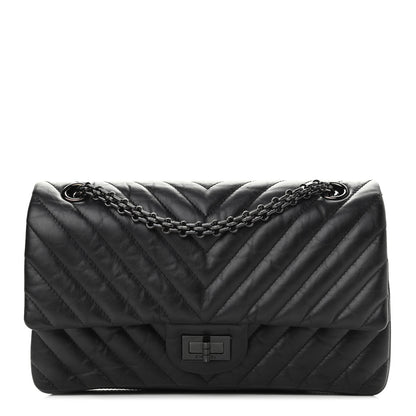 Chanel Aged Calfskin Chevron Quilted 2.55 Reissue 225 Flap So Black 1 of 12