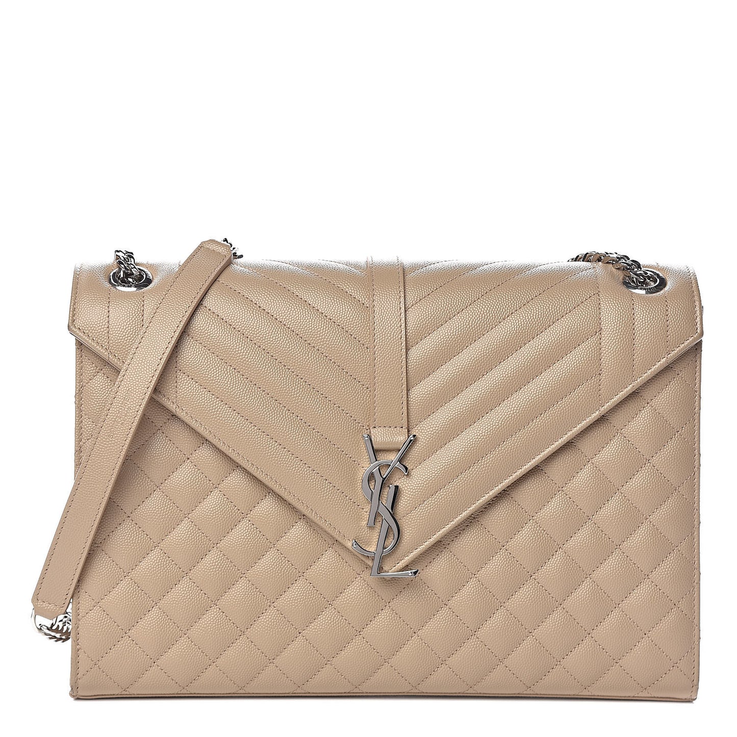 Grain De Poudre Large Tri-Quilt Monogram Satchel Dark Beige