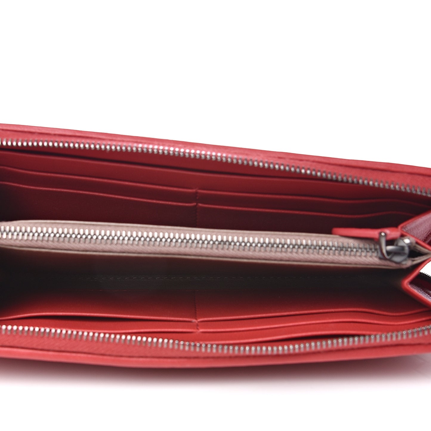 Nappa Intrecciato Zip Around Wallet Fraise