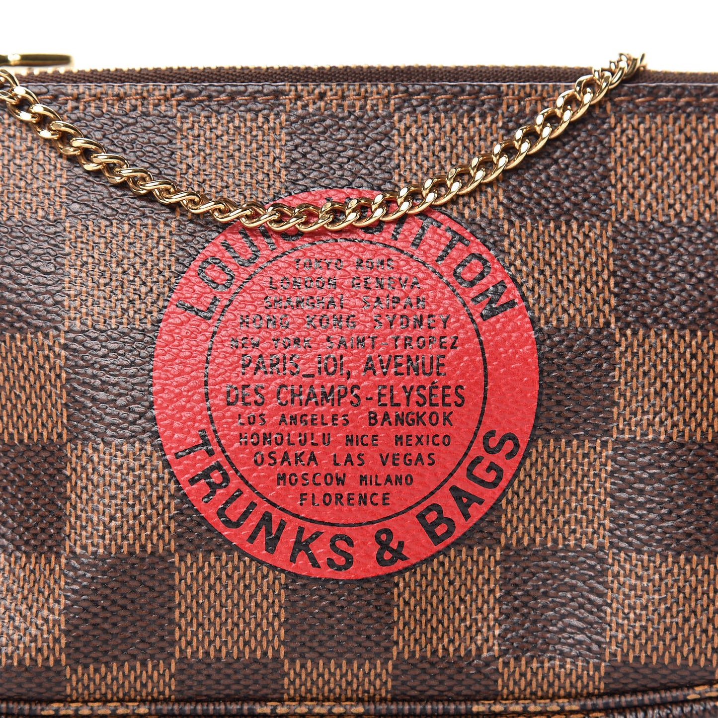 Damier Ebene Complice Trunks and Bags Mini Pochette Accessories Red