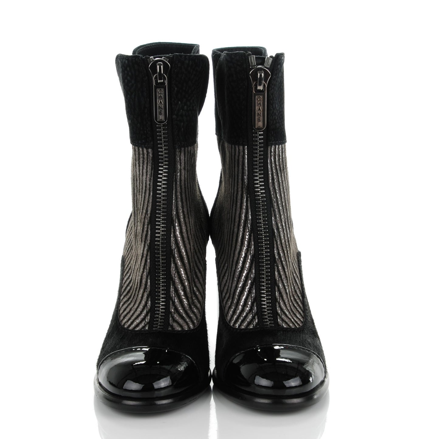 Suede Calf Hair CC Short Boots 36.5 Black Grey