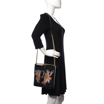 Gucci Suede Patent Dragon Embroidered Medium Dionysus Bucket Bag Dark Blue 2 of 10