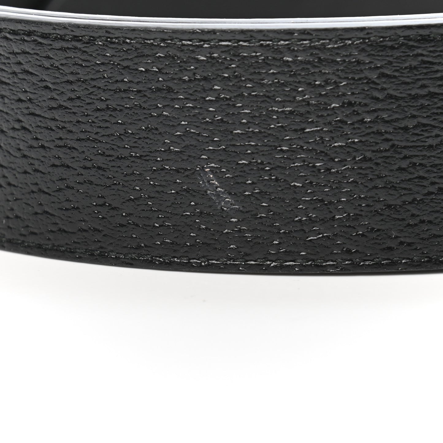 Textured Dollar Calfskin Nickel Double G 40mm Belt 85 34 Black