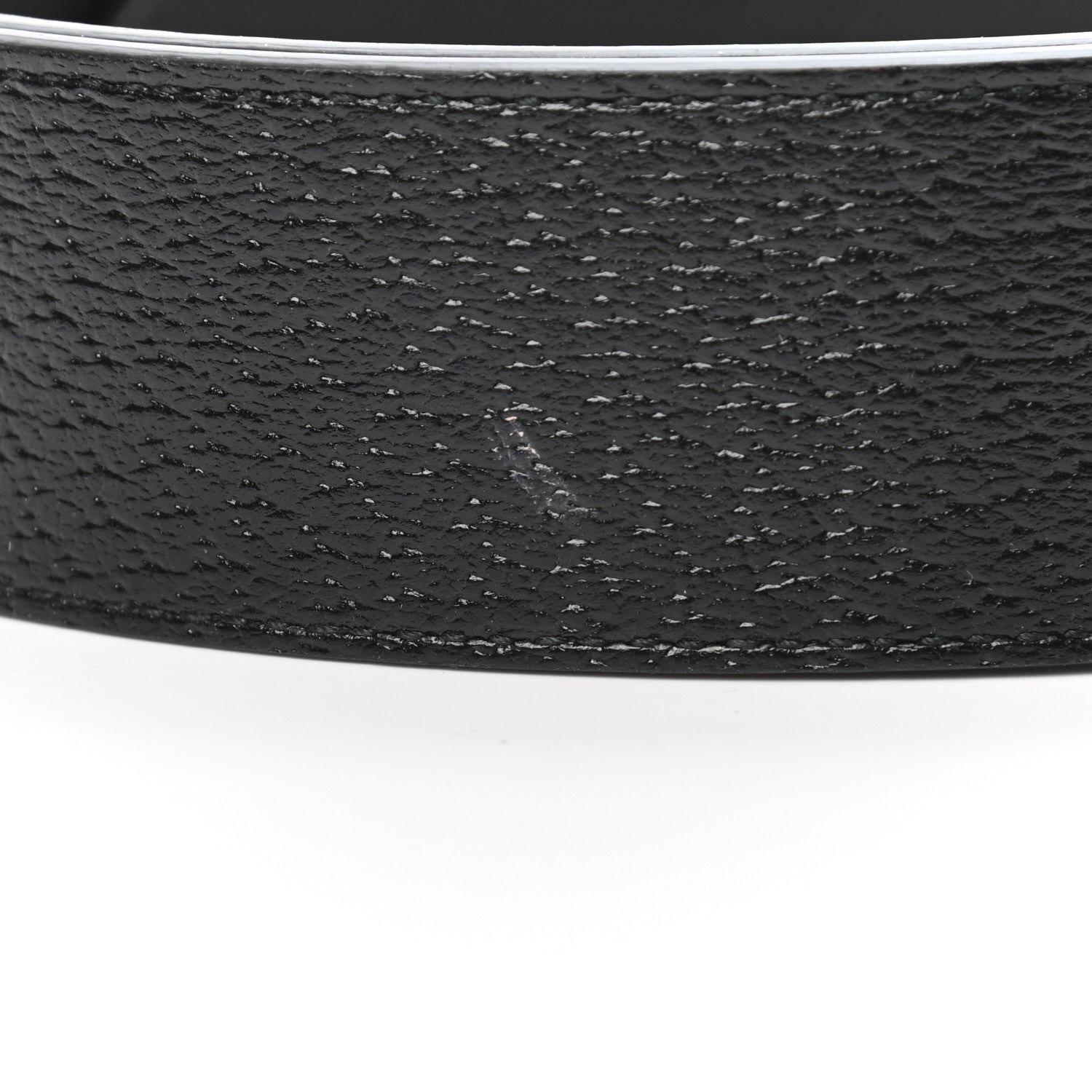 Gucci Textured Dollar Calfskin Nickel Double G 40mm Belt 85 34 Black 6 of 6