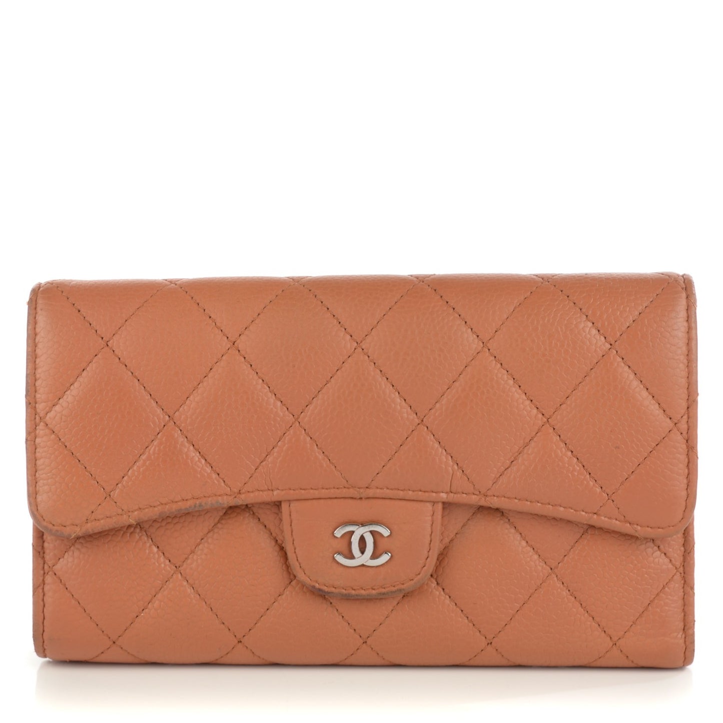 Caviar Quilted Large Flap Wallet Rose