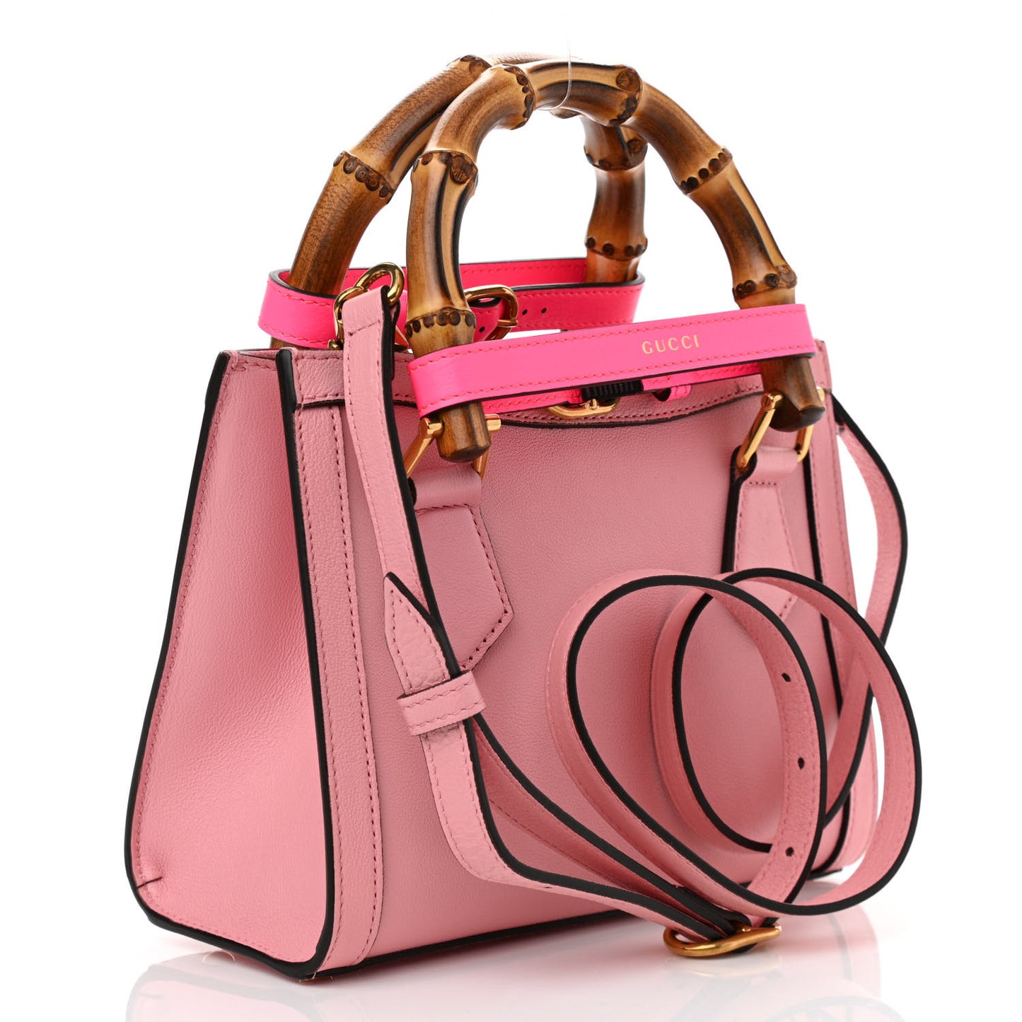 Wonka Grain Calfskin Mini Diana Tote Bag Wild Rose Fuxia Fluo