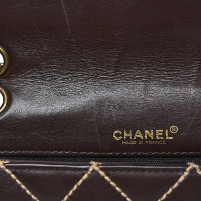 Chanel Calfskin Quilted Wild Stitch Medium Flap Brown 6 of 9