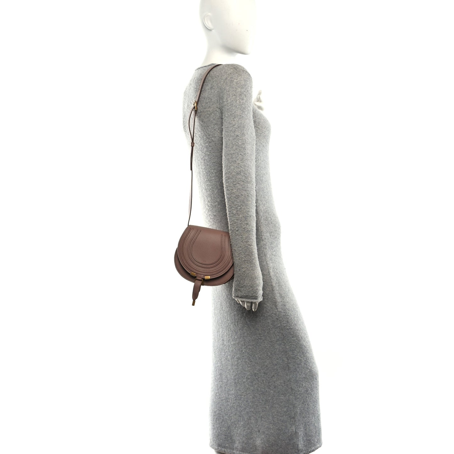 Grained Calfskin Small Marcie Saddle Bag Woodrose