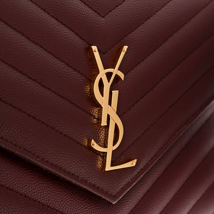 Saint Laurent Grain De Poudre Matelasse Chevron Monogram Envelope Clutch Rouge Legion 8 of 10