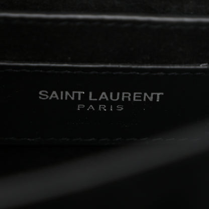 Saint Laurent Calfskin Crocodile Embossed Medium Monogram Sunset Black 6 of 9
