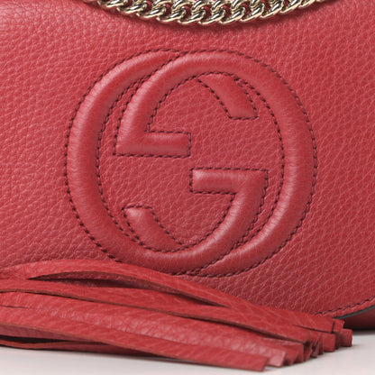 Gucci Pebbled Calfskin Small Soho Flap Crossbody Red 8 of 10