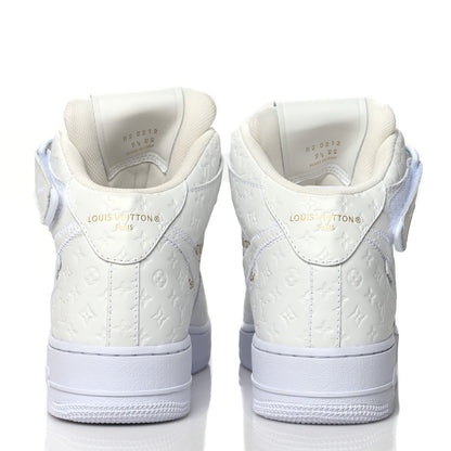 Louis Vuitton X NIKE AIR FORCE 1 Calfskin Monogram Mid Sneakers 9.5 White 5 of 8