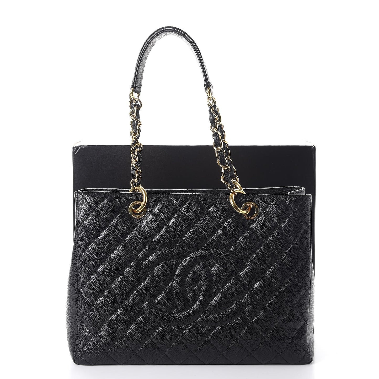 Caviar Quilted Grand Shopping Tote GST Black