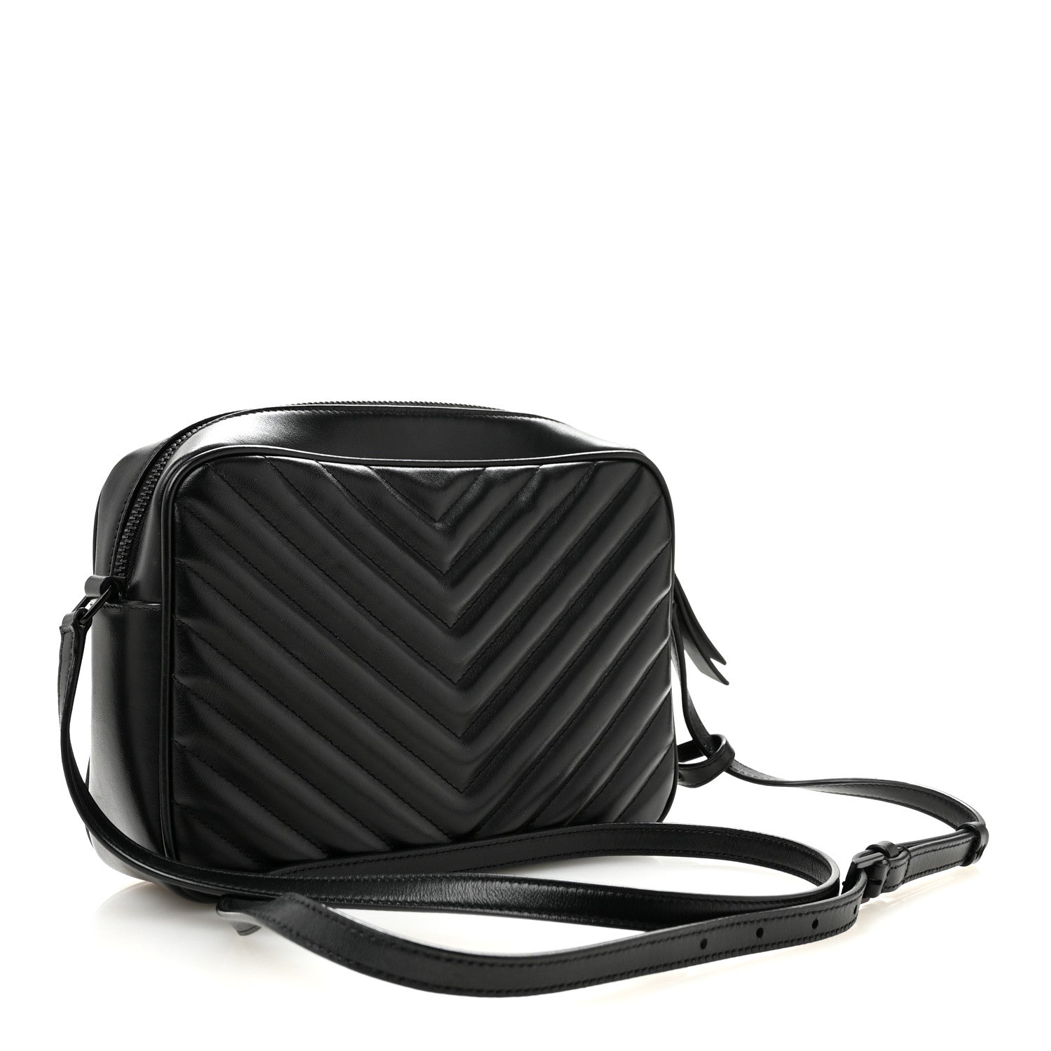 Saint Laurent Calfskin Matelasse Monogram Monochrome Lou Camera Bag Black 3 of 12
