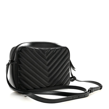 Saint Laurent Calfskin Matelasse Monogram Monochrome Lou Camera Bag Black 3 of 12