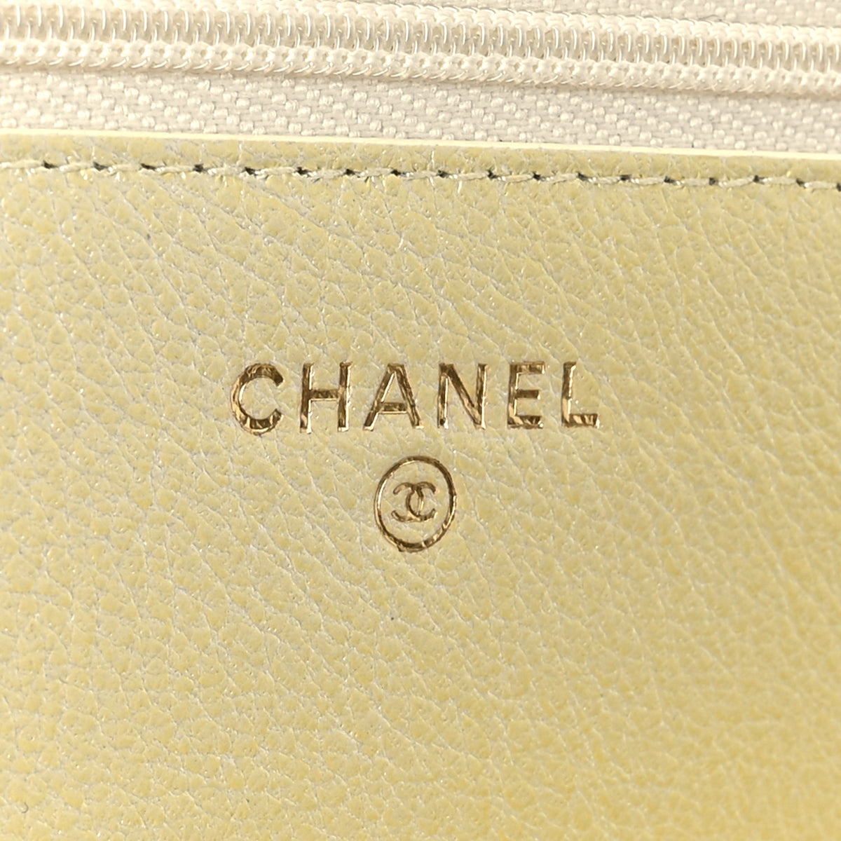 Iridescent Goatskin Quilted Wallet on Chain WOC Light Yellow