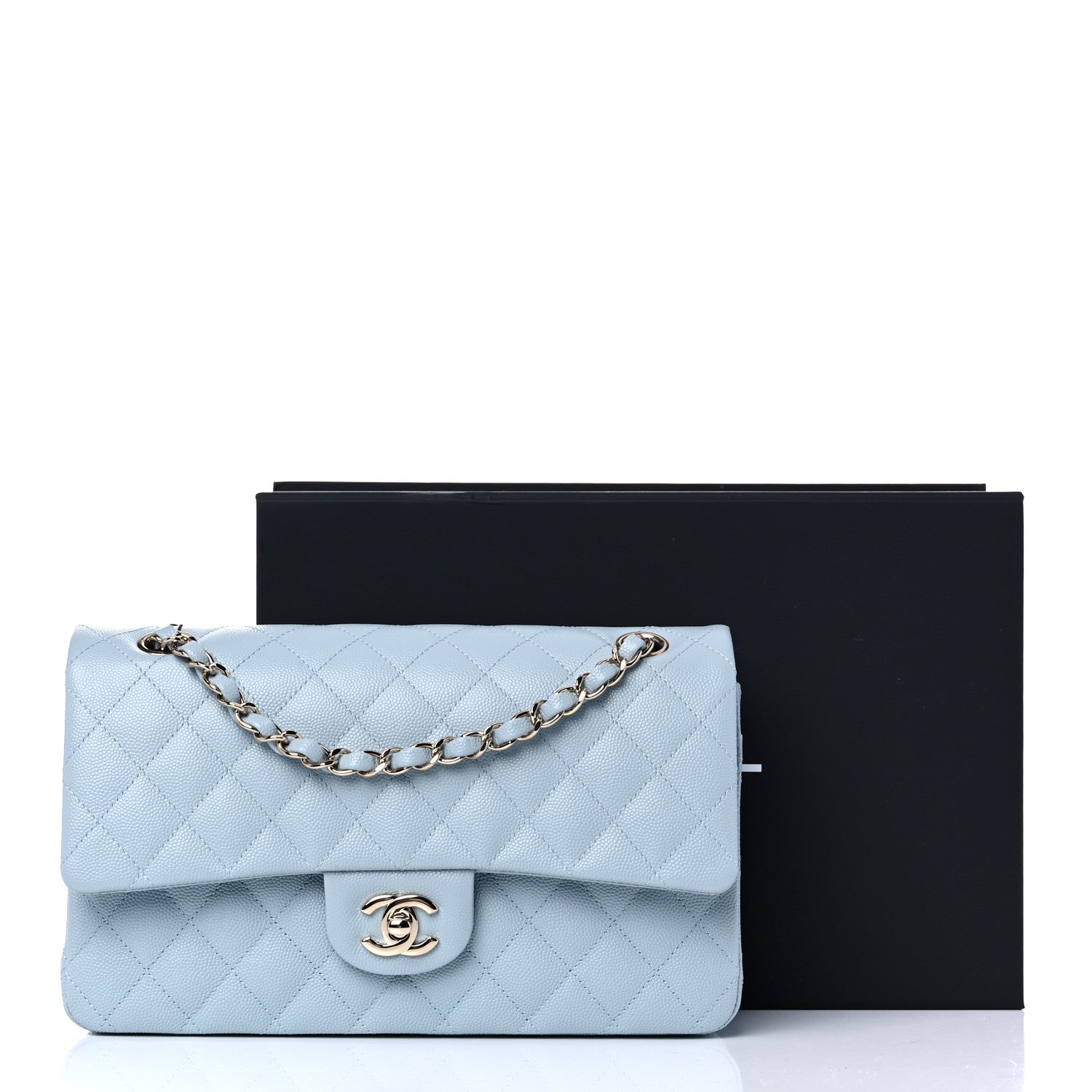 Chanel Caviar Quilted Medium Double Flap Light Blue 10 of 10