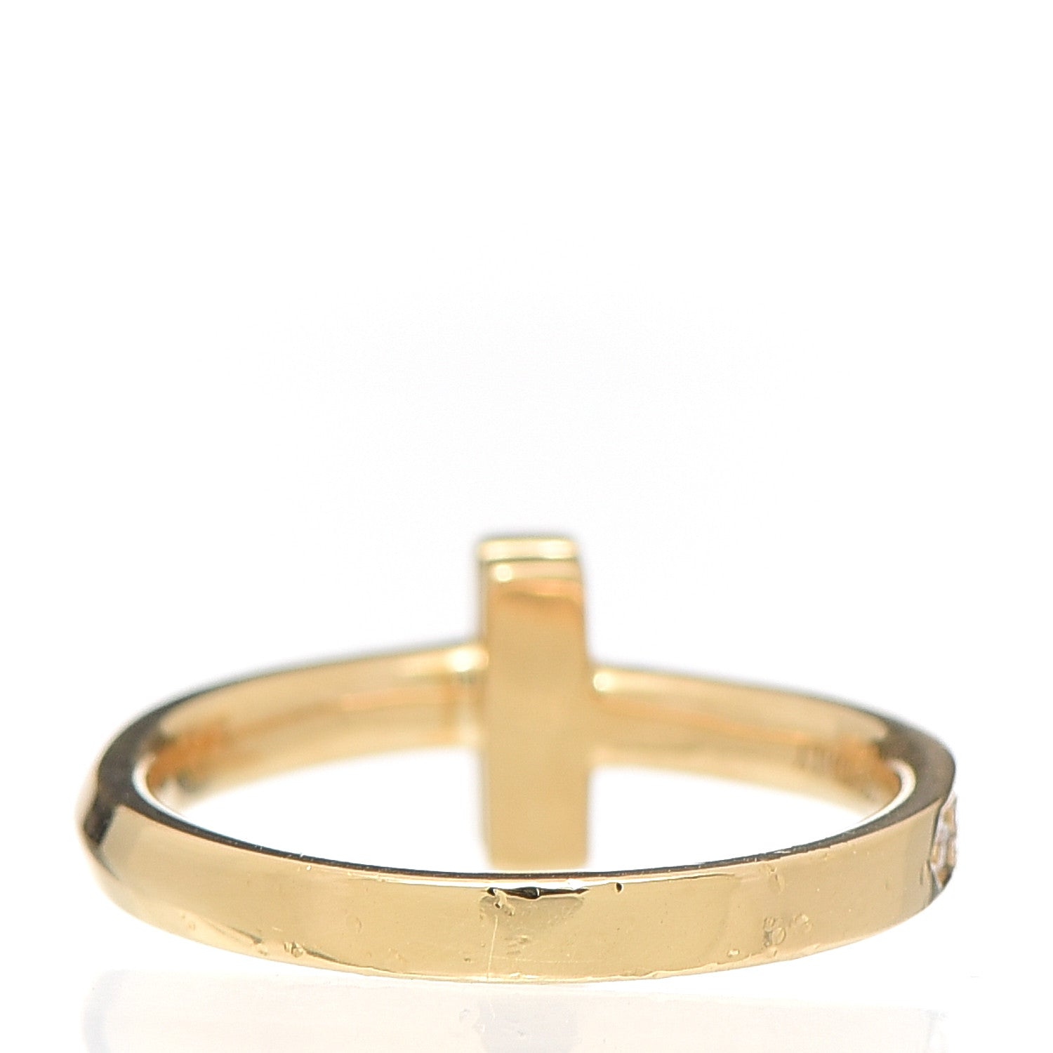 Tiffany 18K Yellow Gold Diamond T T1 Ring 51 5.75 3 of 5