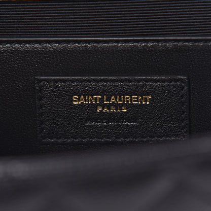 Saint Laurent Grain De Poudre Textured Mixed Matelasse Triquilt Medium Monogram Satchel Black 7 of 10