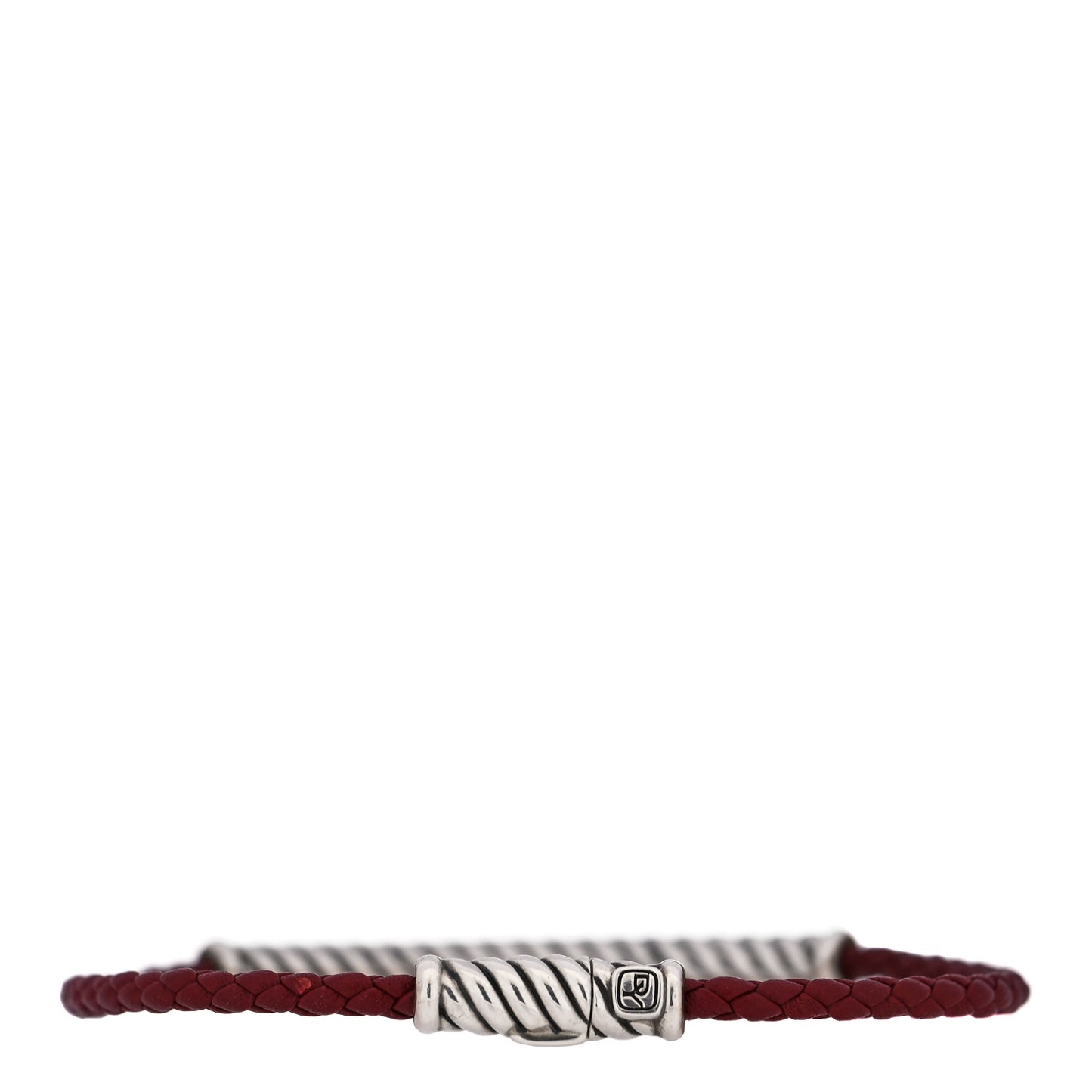 Sterling Silver Leather Cable Metro Bracelet Red
