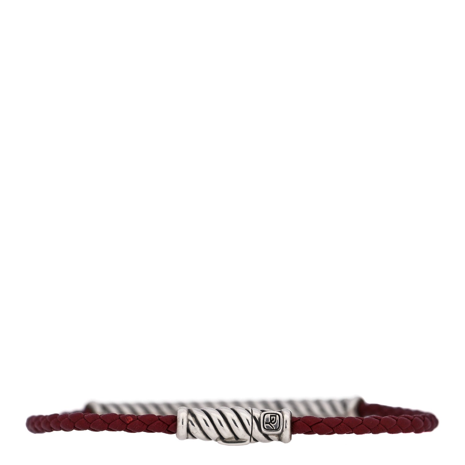David Yurman Sterling Silver Leather Cable Metro Bracelet Red 2 of 4