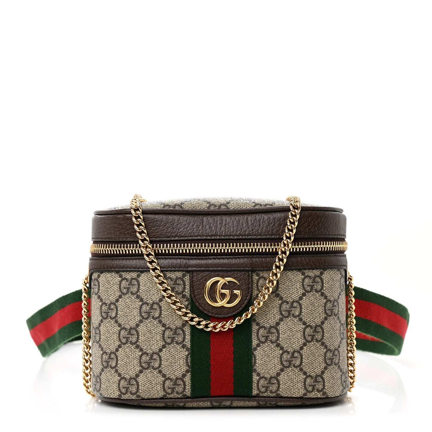 GG Supreme Monogram Textured Dollar Calfskin Web Ophidia Belt Bag 95 38 Beige Ebony New Acero