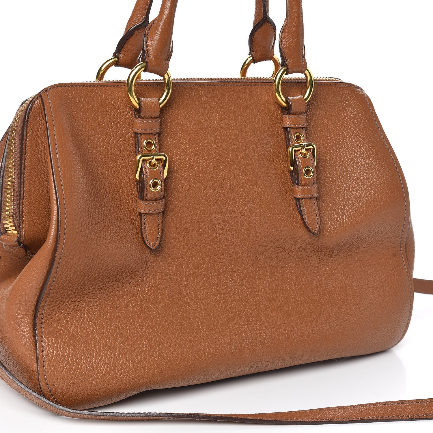 Miu Miu Goatskin Madras Bowling Bag Cuoio 13 of 13