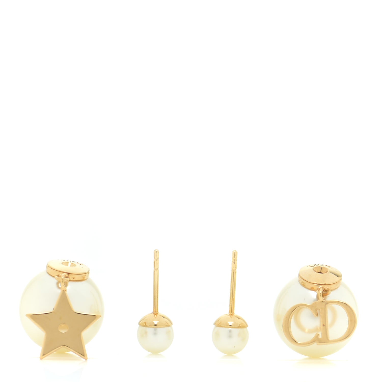 Christian Dior Pearl Mise En Dior Logo Tribal Earrings 3 of 4
