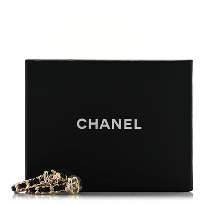 Chanel Metal Lambskin Quilted CC Turnlock Chain Hoop Earrings Gold Black 5 of 5