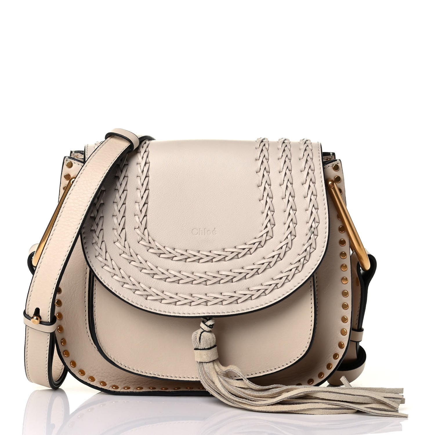 Chloe Calfskin Braided Small Hudson Shoulder Bag Abstract White 1 of 6