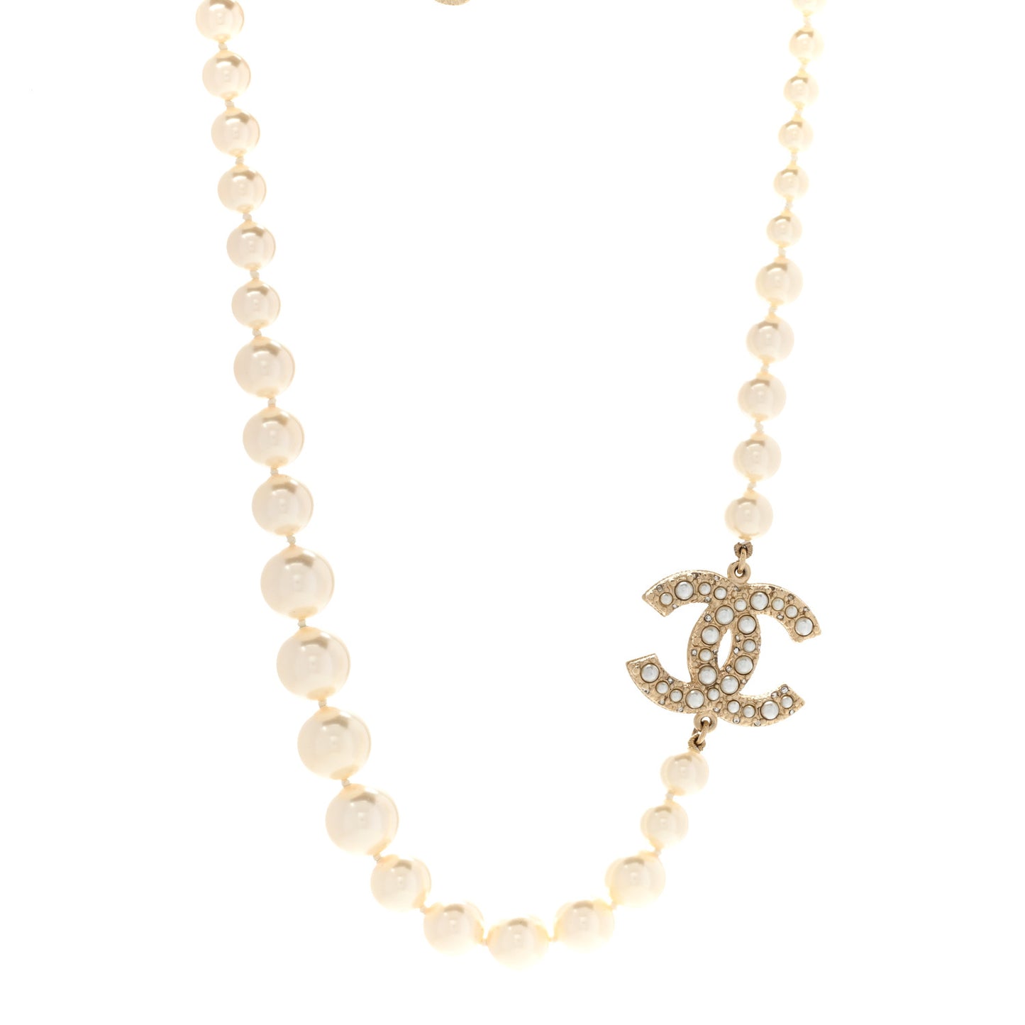Pearl CC 100th Anniversary Necklace Light Gold