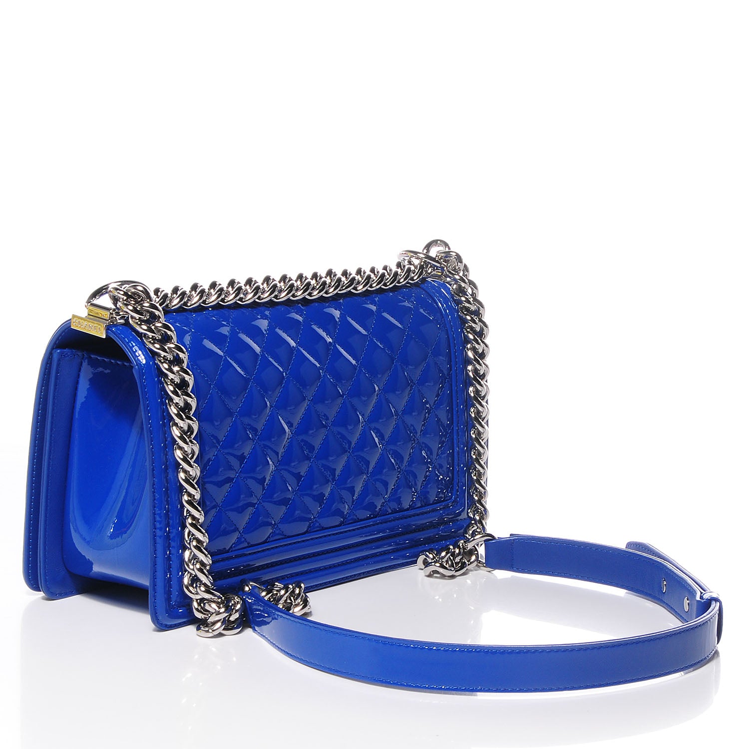Chanel Patent Leather Medium Boy Flap Plexiglass Blue 3 of 7
