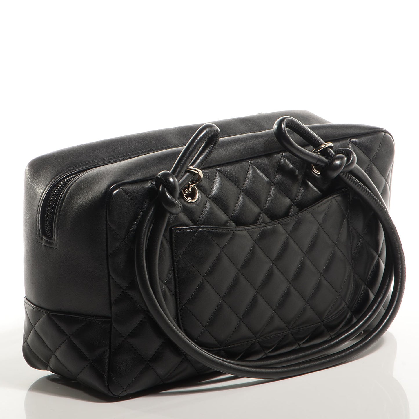 Calfskin Quilted Large Cambon Bowler Black White