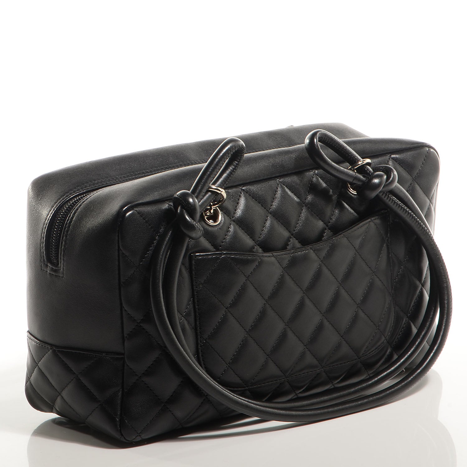 Chanel Calfskin Quilted Large Cambon Bowler Black White 3 of 7