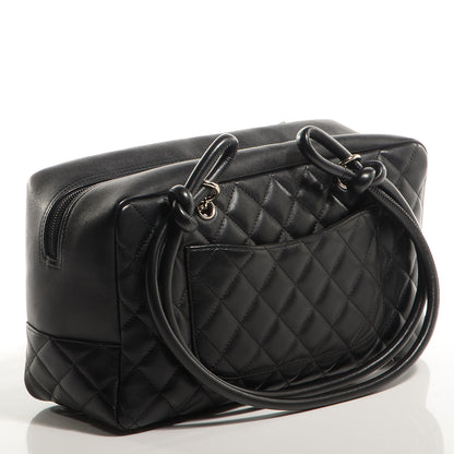 Chanel Calfskin Quilted Large Cambon Bowler Black White 3 of 7