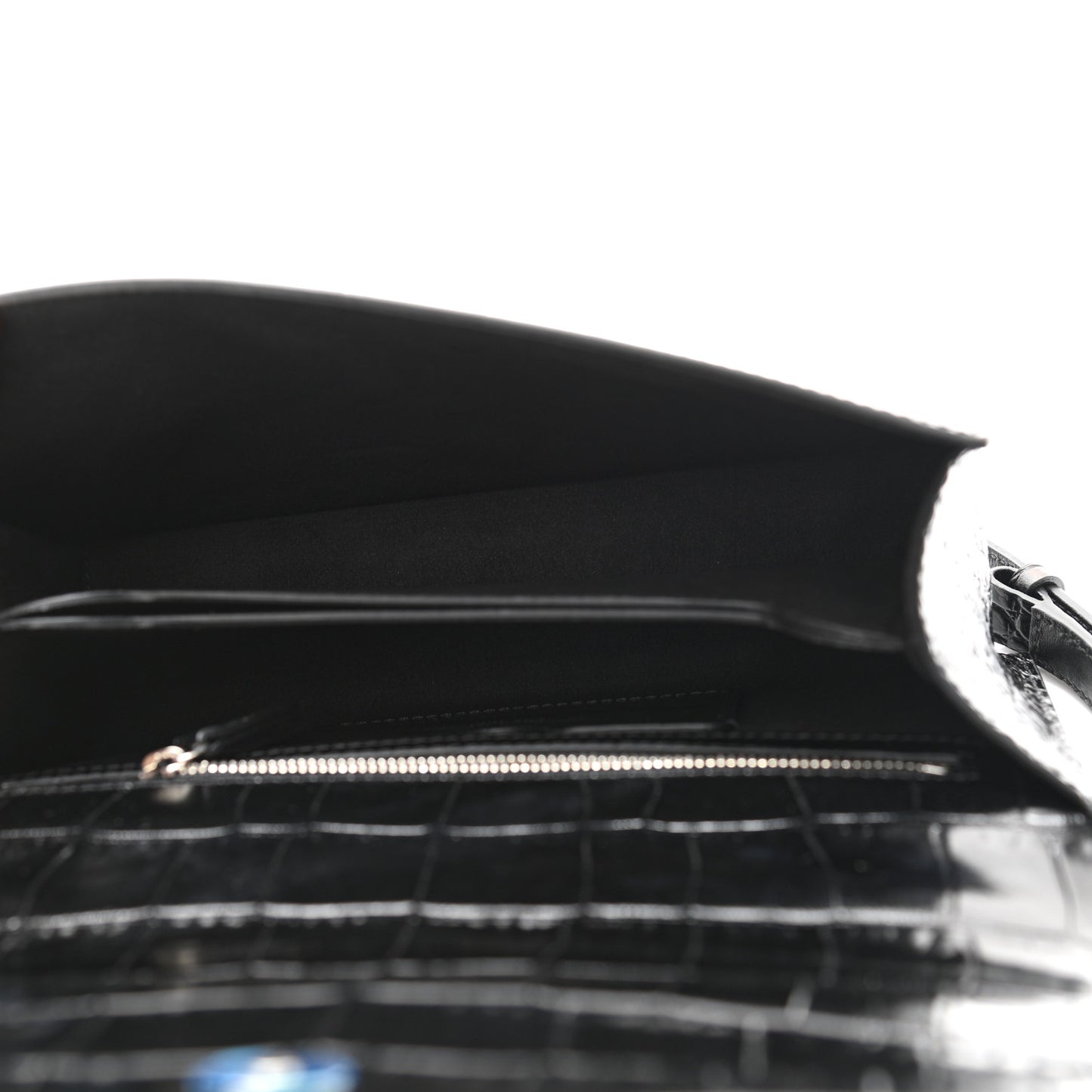 Crocodile Embossed Calfskin Knuckle Crossbody Black